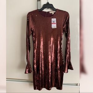 Michael Kors sequins dress color liquid Bronze, great for NYE!